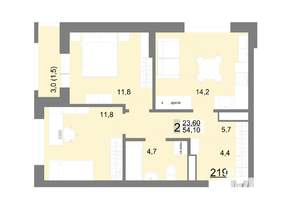 2-к квартира, вторичка, 54м2, 26/26 этаж