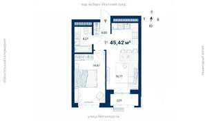 1-к квартира, вторичка, 45м2, 20/31 этаж