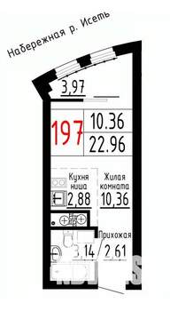Студия квартира, строящийся дом, 23м2, 6/25 этаж