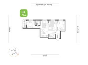 3-к квартира, вторичка, 78м2, 16/17 этаж