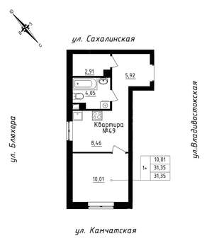 Студия квартира, строящийся дом, 31м2, 5/25 этаж