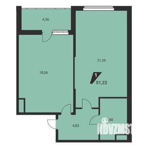 1-к квартира, вторичка, 51м2, 18/25 этаж