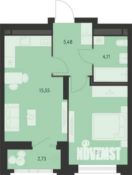 1-к квартира, вторичка, 39м2, 12/15 этаж