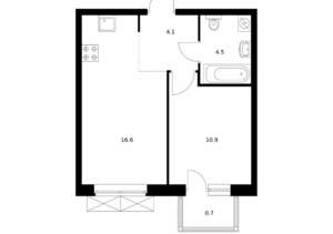 1-к квартира, вторичка, 37м2, 12/24 этаж