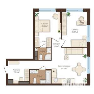2-к квартира, вторичка, 73м2, 8/25 этаж