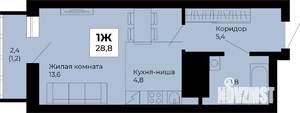 Студия квартира, строящийся дом, 29м2, 20/25 этаж