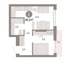 1-к квартира, вторичка, 37м2, 4/25 этаж