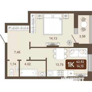 1-к квартира, вторичка, 43м2, 20/24 этаж