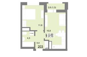 1-к квартира, вторичка, 38м2, 24/26 этаж