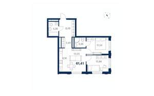 2-к квартира, вторичка, 61м2, 16/28 этаж