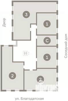 2-к квартира, вторичка, 70м2, 3/9 этаж