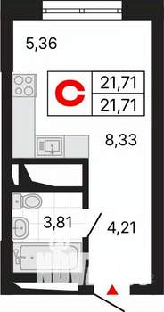 Студия квартира, вторичка, 22м2, 11/25 этаж