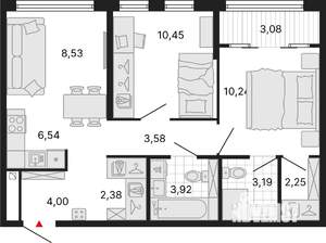 2-к квартира, вторичка, 57м2, 22/25 этаж