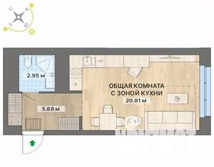 Студия квартира, строящийся дом, 30м2, 22/26 этаж
