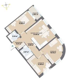 3-к квартира, вторичка, 92м2, 6/26 этаж