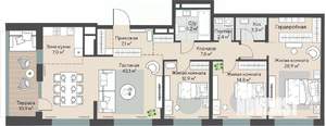 3-к квартира, строящийся дом, 128м2, 26/27 этаж