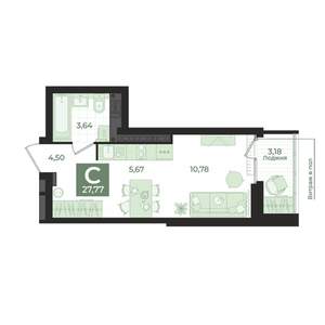 Студия квартира, вторичка, 28м2, 15/15 этаж