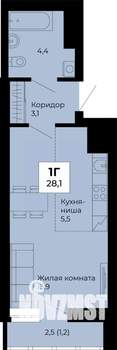 Студия квартира, строящийся дом, 28м2, 9/25 этаж