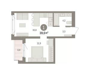 1-к квартира, вторичка, 40м2, 4/7 этаж