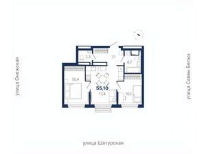2-к квартира, вторичка, 55м2, 22/22 этаж