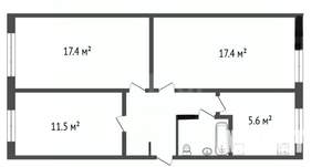 3-к квартира, вторичка, 60м2, 1/5 этаж