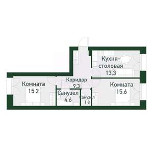 2-к квартира, вторичка, 59м2, 2/4 этаж