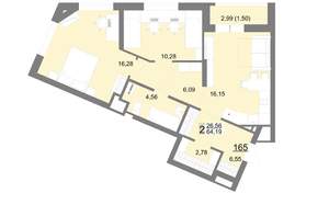 2-к квартира, вторичка, 64м2, 16/22 этаж
