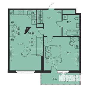 1-к квартира, вторичка, 50м2, 25/25 этаж