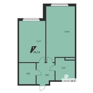 2-к квартира, вторичка, 50м2, 2/25 этаж