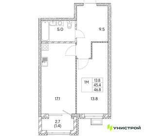 1-к квартира, вторичка, 47м2, 17/30 этаж
