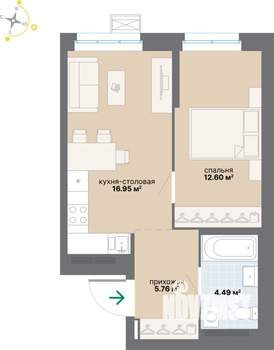 1-к квартира, вторичка, 40м2, 13/25 этаж