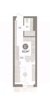 Студия квартира, вторичка, 33м2, 10/25 этаж