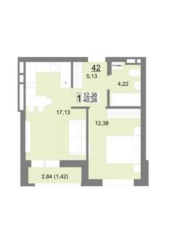 1-к квартира, строящийся дом, 40м2, 5/22 этаж