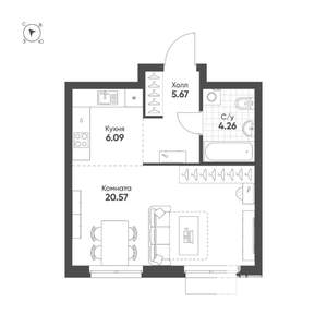 Студия квартира, строящийся дом, 37м2, 3/25 этаж