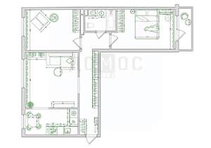 3-к квартира, вторичка, 59м2, 8/9 этаж