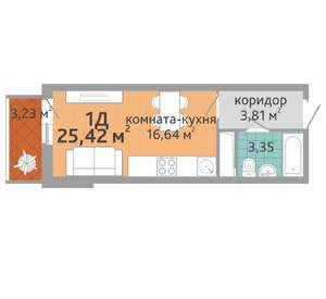 1-к квартира, вторичка, 25м2, 25/25 этаж