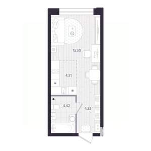 Студия квартира, строящийся дом, 29м2, 2/24 этаж