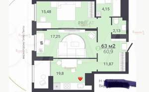 2-к квартира, вторичка, 63м2, 3/24 этаж