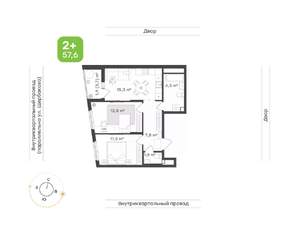 2-к квартира, вторичка, 58м2, 18/24 этаж