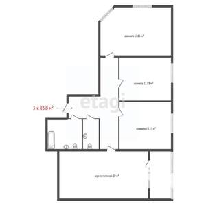3-к квартира, вторичка, 84м2, 11/12 этаж