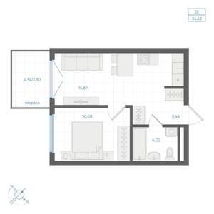 1-к квартира, вторичка, 35м2, 1/4 этаж