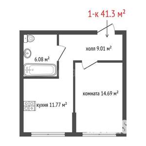 1-к квартира, вторичка, 41м2, 1/26 этаж