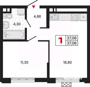 1-к квартира, вторичка, 37м2, 2/20 этаж