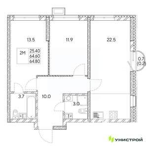 2-к квартира, вторичка, 65м2, 20/31 этаж