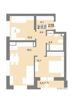 2-к квартира, вторичка, 55м2, 26/26 этаж
