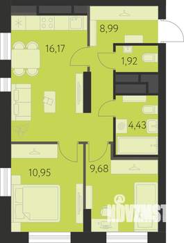 2-к квартира, вторичка, 52м2, 3/31 этаж