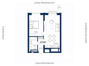 1-к квартира, вторичка, 47м2, 11/29 этаж