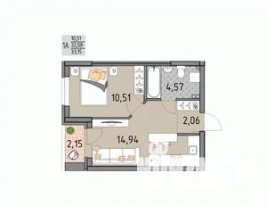 1-к квартира, строящийся дом, 33м2, 10/17 этаж