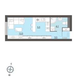 Студия квартира, вторичка, 25м2, 19/32 этаж