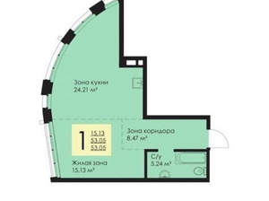 1-к квартира, вторичка, 57м2, 3/8 этаж